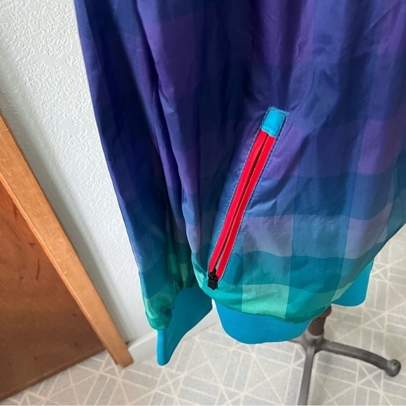 NIKE sz XL Gingham Windrunner Full Zip Windbreaker Jacket Blue Purple - Picture 3 of 12